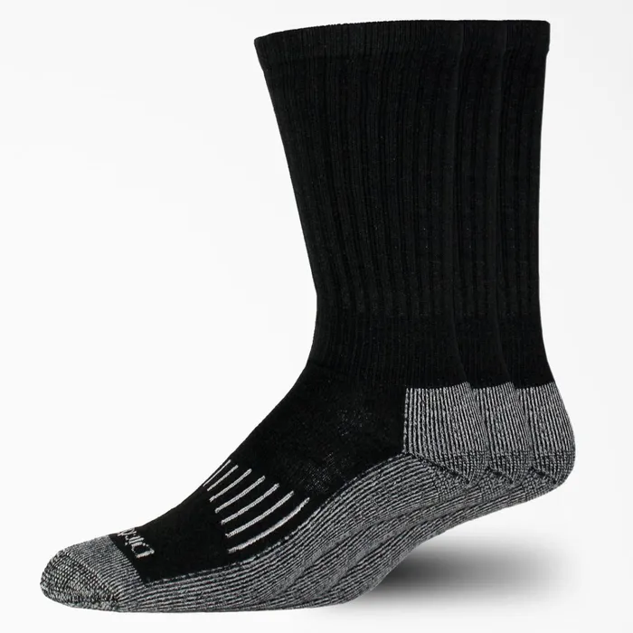 Heavyweight Crew Socks Size 612 3Pack Black Black bk Men Dickies Socks