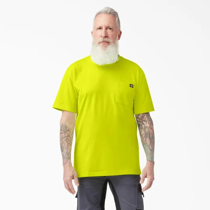 Heavyweight Neon Short Sleeve Pocket TShirt Bright Yellow Bright Yellow bwd Men Dickies Hi Vis Heavyweight Neon Short Sleeve Pocket TShirt Bright Yellow Bright Yellow bwd Men Dickies Hi Vis