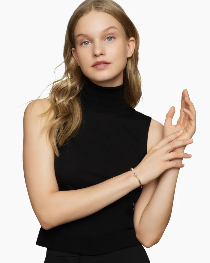 Helena Bracelet In 18K Yellow Gold With Pearls And Diamonds 4mm Women David Yurman Cuff