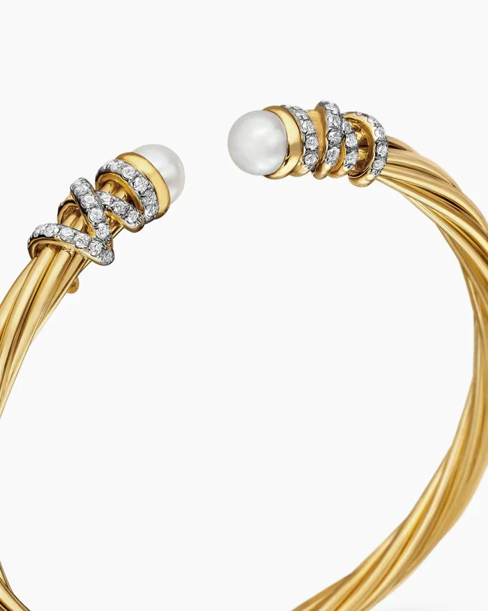 Helena Bracelet In 18K Yellow Gold With Pearls And Diamonds 4mm Women David Yurman Cuff