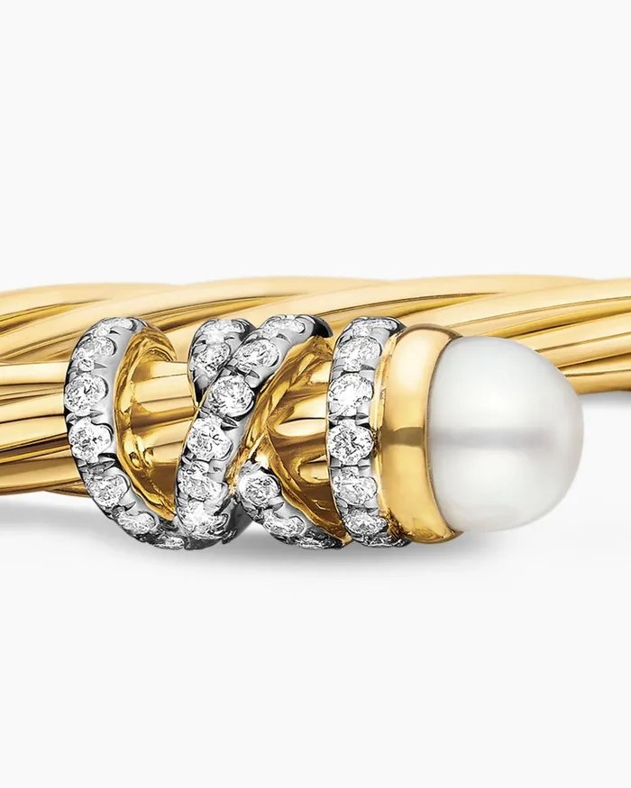 Helena Bracelet In 18K Yellow Gold With Pearls And Diamonds 4mm Women David Yurman Cuff