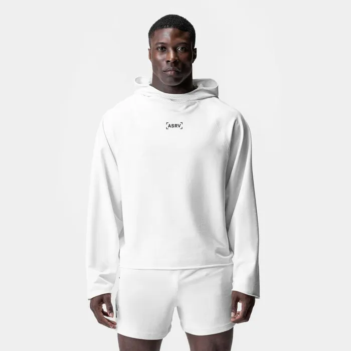 Hoodies and Sweatshirts Men ASRV MicroTerry Raw Hem Hoodie White