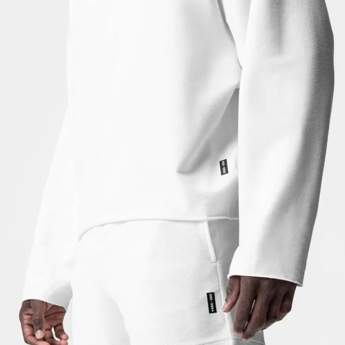 Hoodies and Sweatshirts Men ASRV MicroTerry Raw Hem Hoodie White