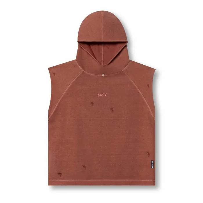 Hoodies and Sweatshirts Men ASRV Tech Essential Cutoff Hoodie Faded Brick