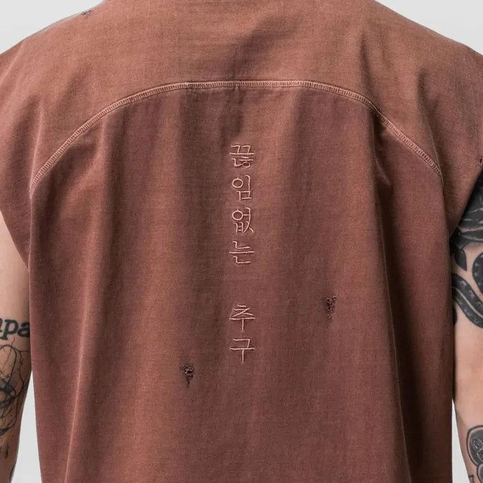 Hoodies and Sweatshirts Men ASRV Tech Essential Cutoff Hoodie Faded Brick