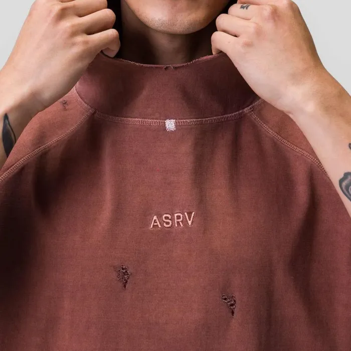 Hoodies and Sweatshirts Men ASRV Tech Essential Cutoff Hoodie Faded Brick