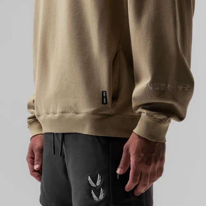 Hoodies and Sweatshirts Men ASRV Tech Essential Distressed Crewneck Khaki