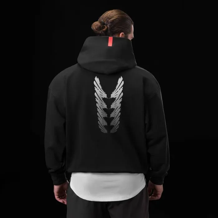 Hoodies and Sweatshirts Men ASRV TechTerry Zip Pocket Hoodie Black 034brush Stroke034