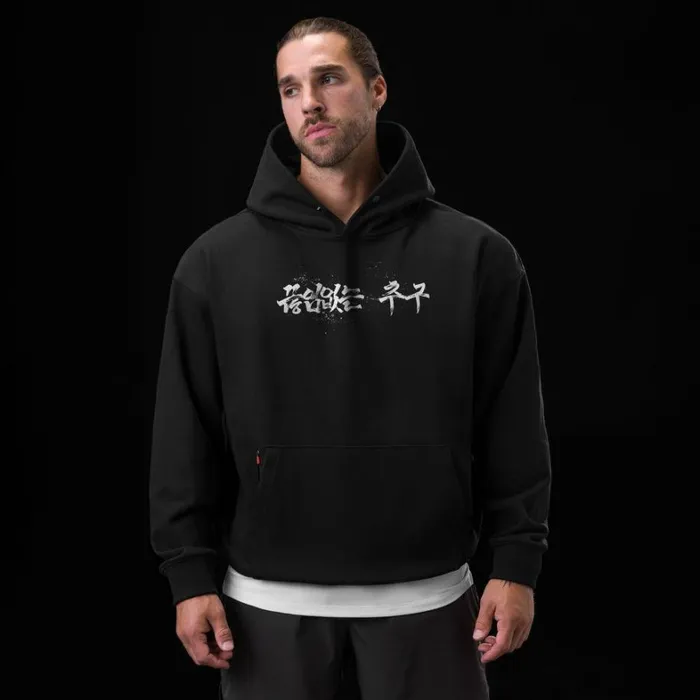 Hoodies and Sweatshirts Men ASRV TechTerry Zip Pocket Hoodie Black 034brush Stroke034