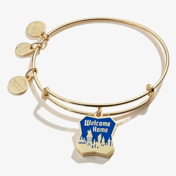 Iconic Women Alex And Ani Harry Potter Hogwarts Welcome Home Slider Charm Bangle Shiny Gold