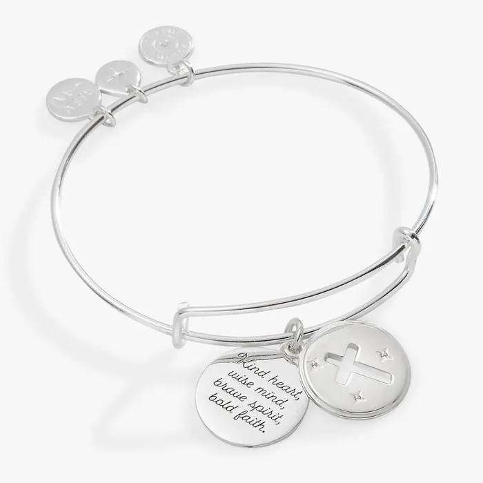 Iconic Women Alex And Ani Hidden Message Cross Affirmation Bangle Silver