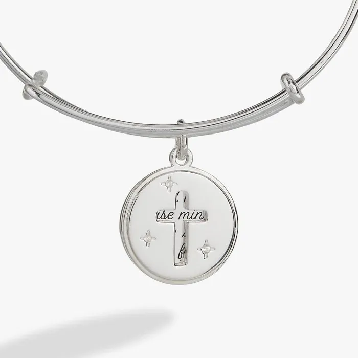 Iconic Women Alex And Ani Hidden Message Cross Affirmation Bangle Silver