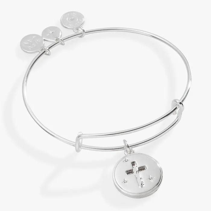Iconic Women Alex And Ani Hidden Message Cross Affirmation Bangle Silver