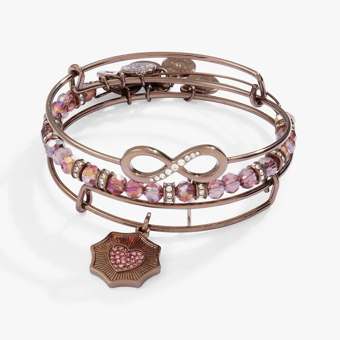 Iconic Women Alex And Ani Love Charm Bangle Set Of 3 Chocolate