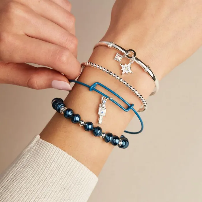 Iconic Women Alex And Ani North Star Crystal Charm Clip Bangle Rose Gold