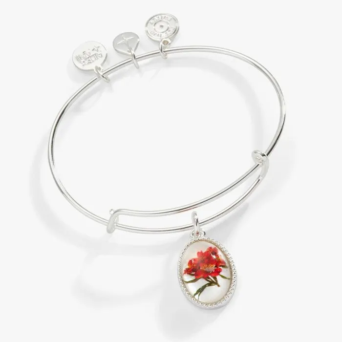 Iconic Women Alex And Ani Printed Flower 039Sister039 Charm Bangle Silver