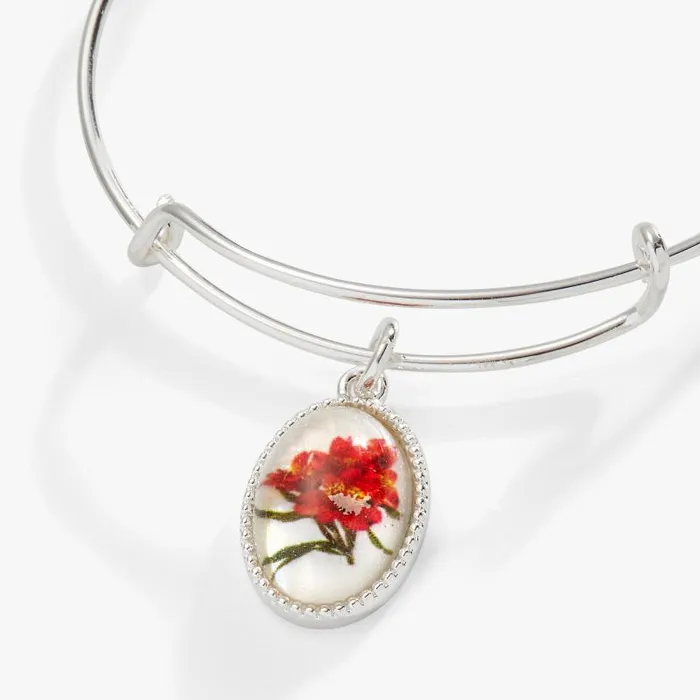 Iconic Women Alex And Ani Printed Flower 039Sister039 Charm Bangle Silver