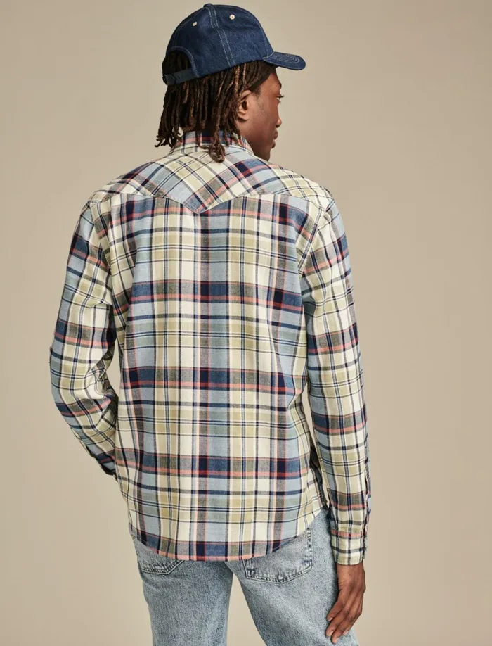 Indigo Plaid Western Long Sleeve Shirt Multi Men Lucky Brand ButtonDowns