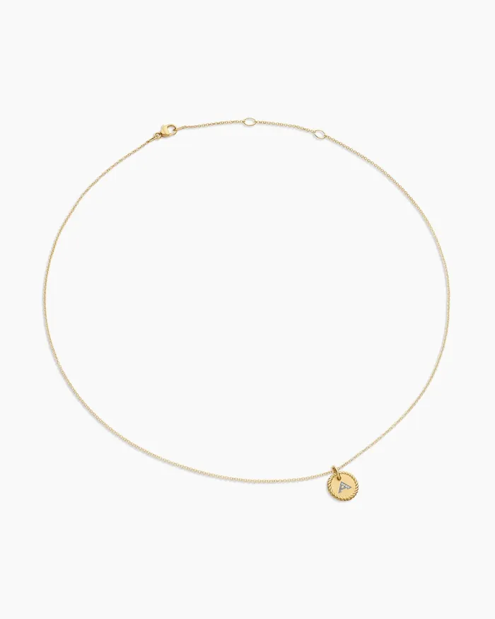 Initial Charm Necklace In 18K Yellow Gold With Diamond A Women David Yurman Pendant