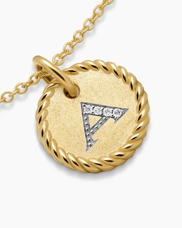 Initial Charm Necklace In 18K Yellow Gold With Diamond A Women David Yurman Pendant
