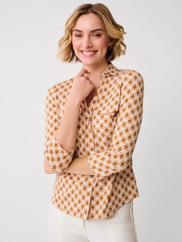 JMclaughlin Brynn Lyford Jersey Shirt In Splendor Link Browntan Women Shirts and Tops
