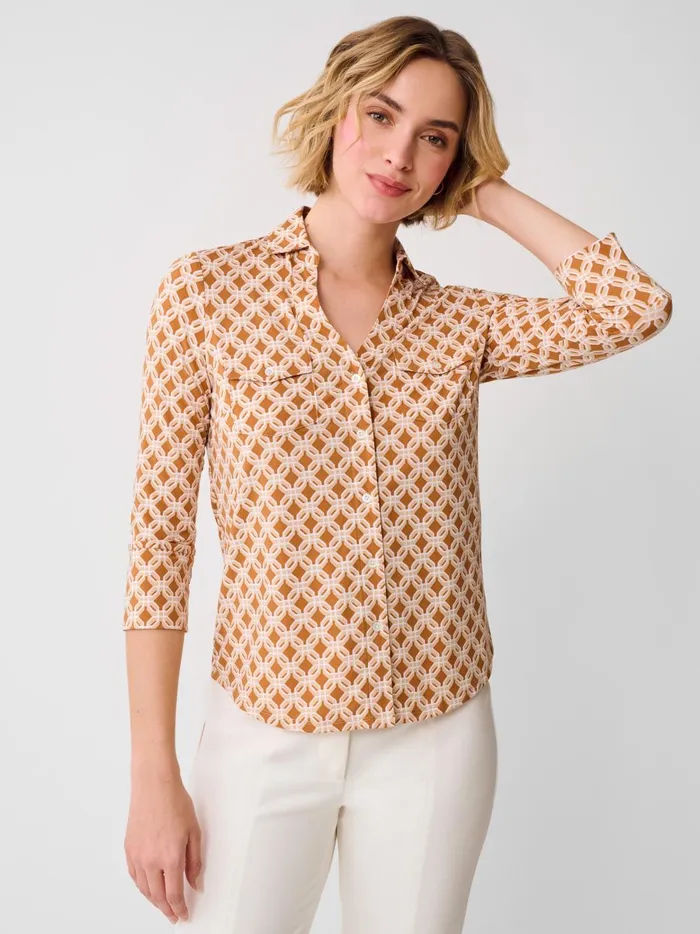 JMclaughlin Brynn Lyford Jersey Shirt In Splendor Link Browntan Women Shirts and Tops