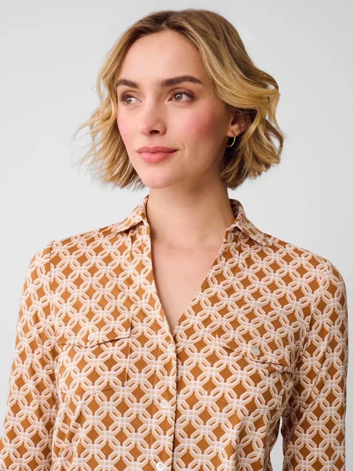 JMclaughlin Brynn Lyford Jersey Shirt In Splendor Link Browntan Women Shirts and Tops