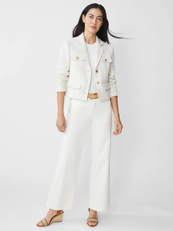 JMclaughlin Claudie Tweed Jacket In Plaid Off White Women Jackets and Outerwear JMclaughlin Claudie Tweed Jacket In Plaid Off White Women Jackets and Outerwear