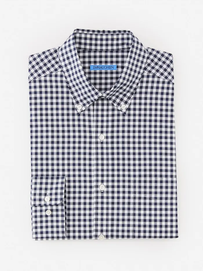JMclaughlin Collis Classic Fit Shirt In Gingham Navywhite Men Shirts