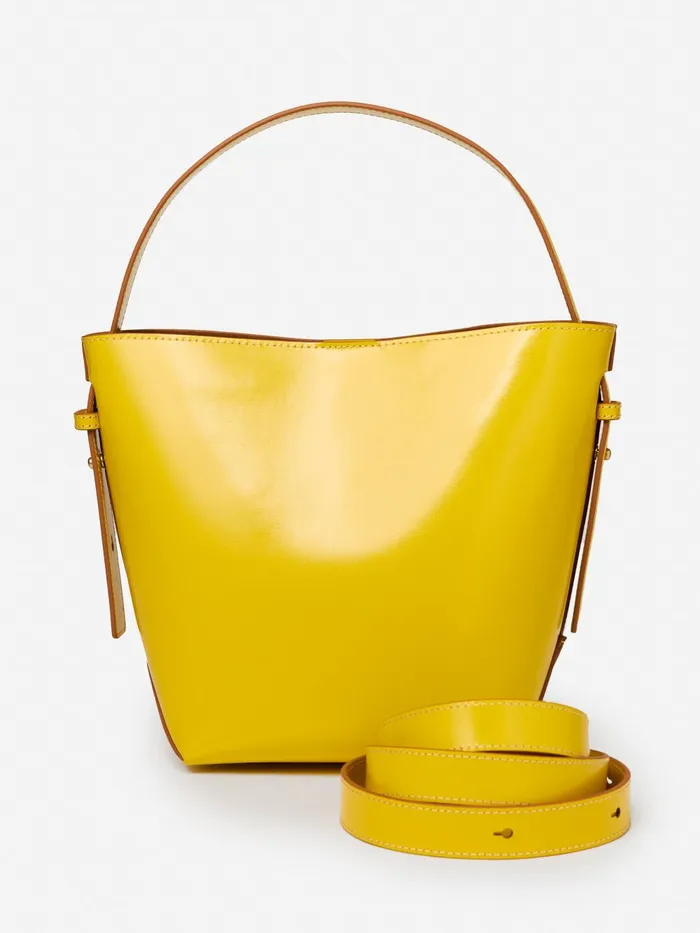 JMclaughlin Crawford Leather Bucket Bag Yellowvachetta Women Handbags