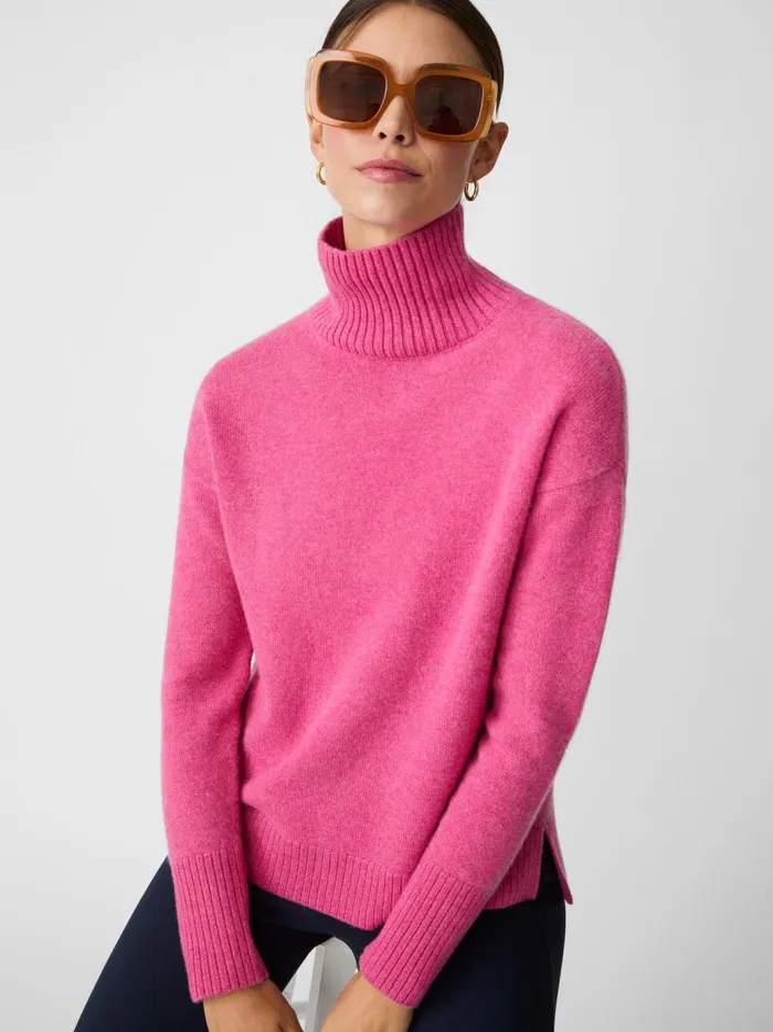 JMclaughlin Dina Cashmere Turtleneck Heather Blush Women Sweaters JMclaughlin Dina Cashmere Turtleneck Heather Blush Women Sweaters