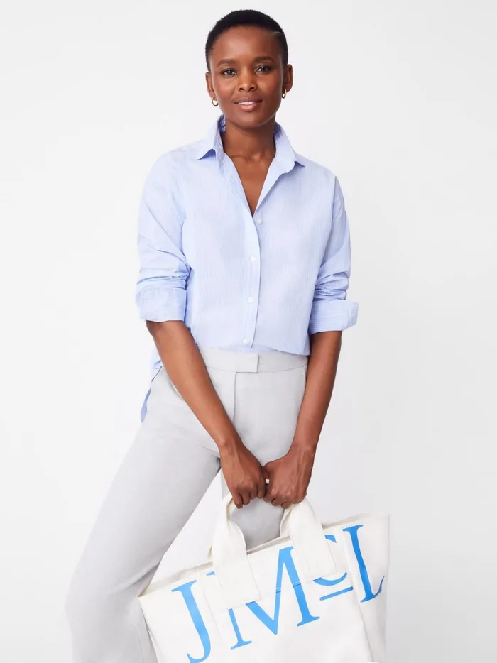 JMclaughlin Finn Shirt In Stripe Sky Bluewhite Women Shirts and Tops