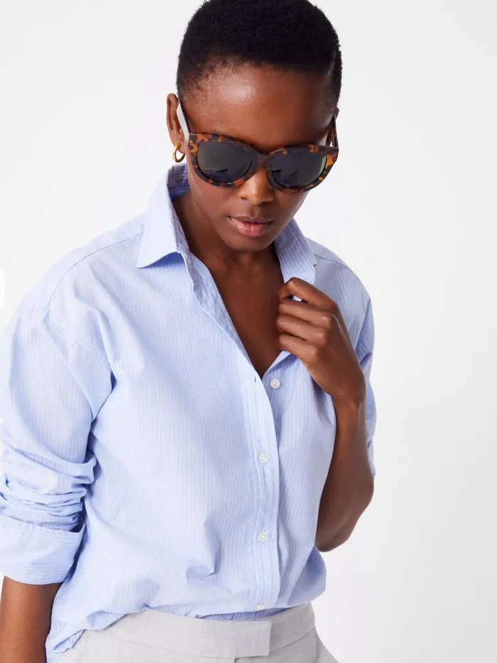 JMclaughlin Finn Shirt In Stripe Sky Bluewhite Women Shirts and Tops JMclaughlin Finn Shirt In Stripe Sky Bluewhite Women Shirts and Tops