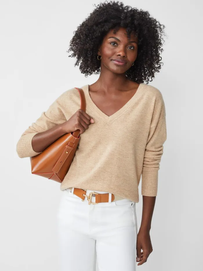 JMclaughlin Glynn Cashmere Sweater Heather Camel Women Sweaters