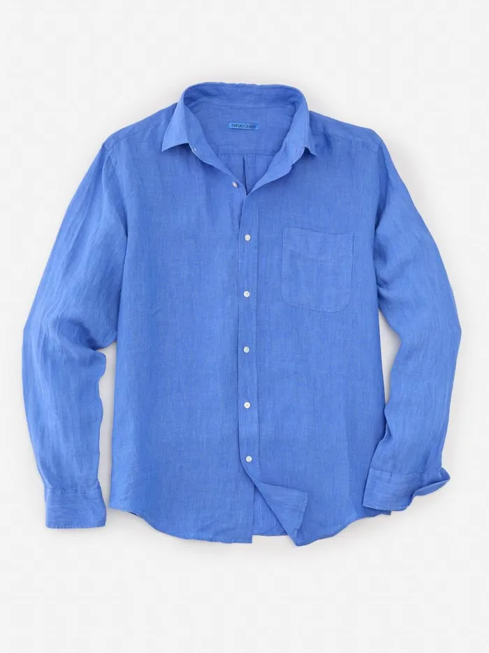 JMclaughlin Gramercy Classic Fit Linen Shirt French Blue Men Shirts JMclaughlin Gramercy Classic Fit Linen Shirt French Blue Men Shirts