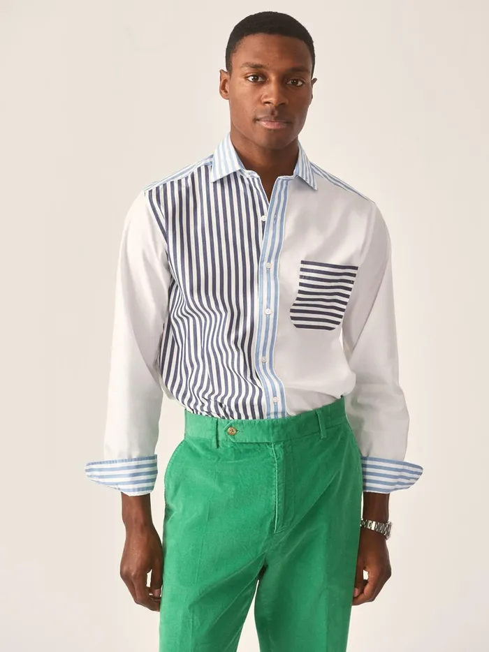 JMclaughlin Gramercy Classic Fit Shirt In Patchwork Whitelight Bluenavy Men Shirts
