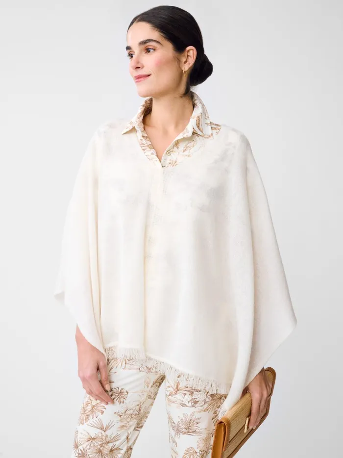 JMclaughlin Ingrid Cashmere Poncho Off White Women Sweaters