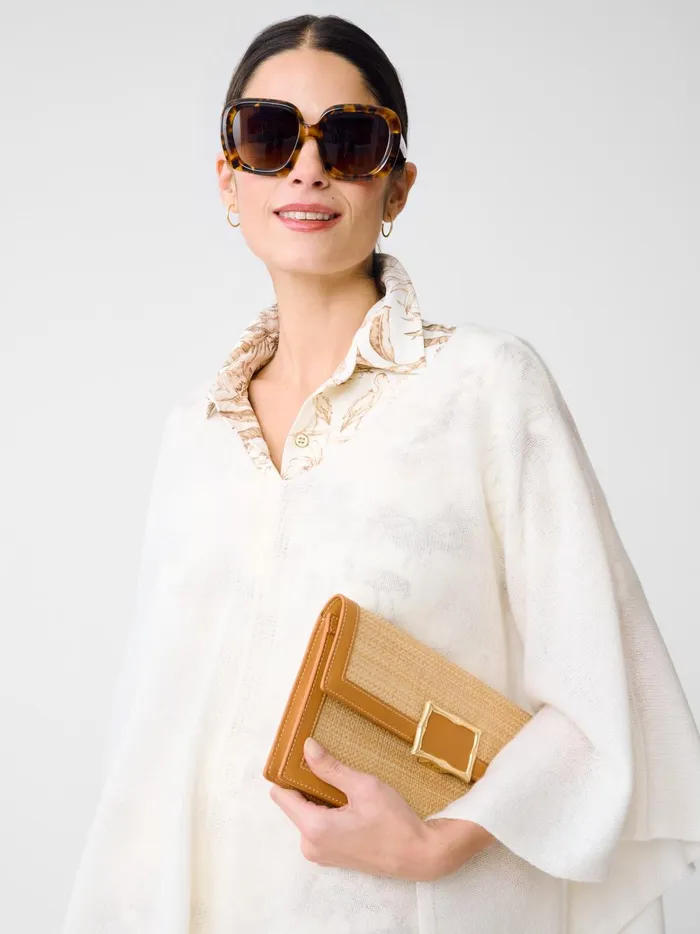 JMclaughlin Ingrid Cashmere Poncho Off White Women Sweaters