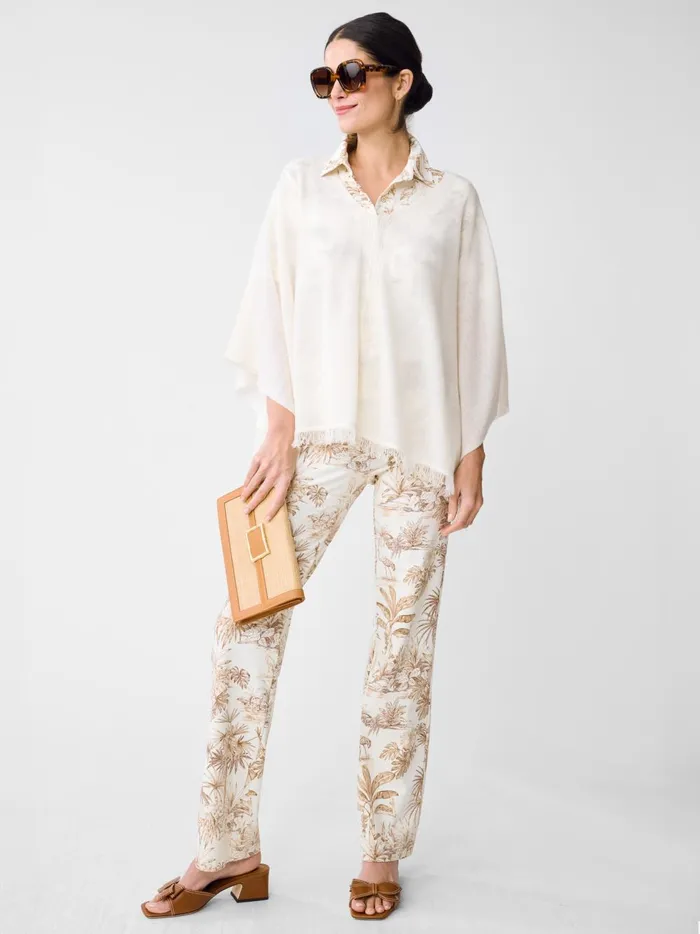 JMclaughlin Ingrid Cashmere Poncho Off White Women Sweaters