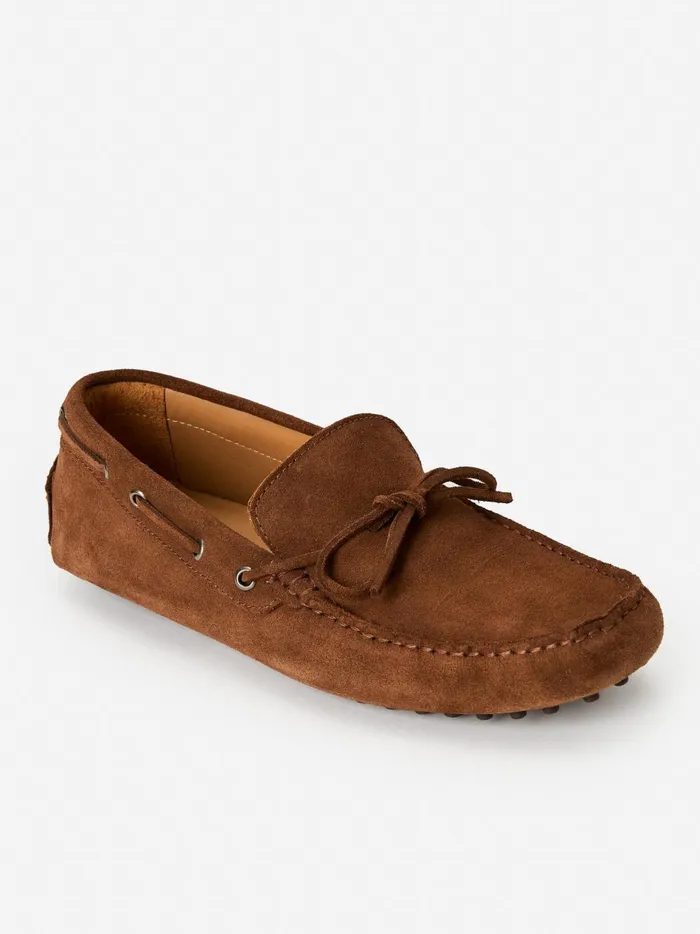 JMclaughlin Linus Suede Driving Moccasins Dark Brown Men Shoes