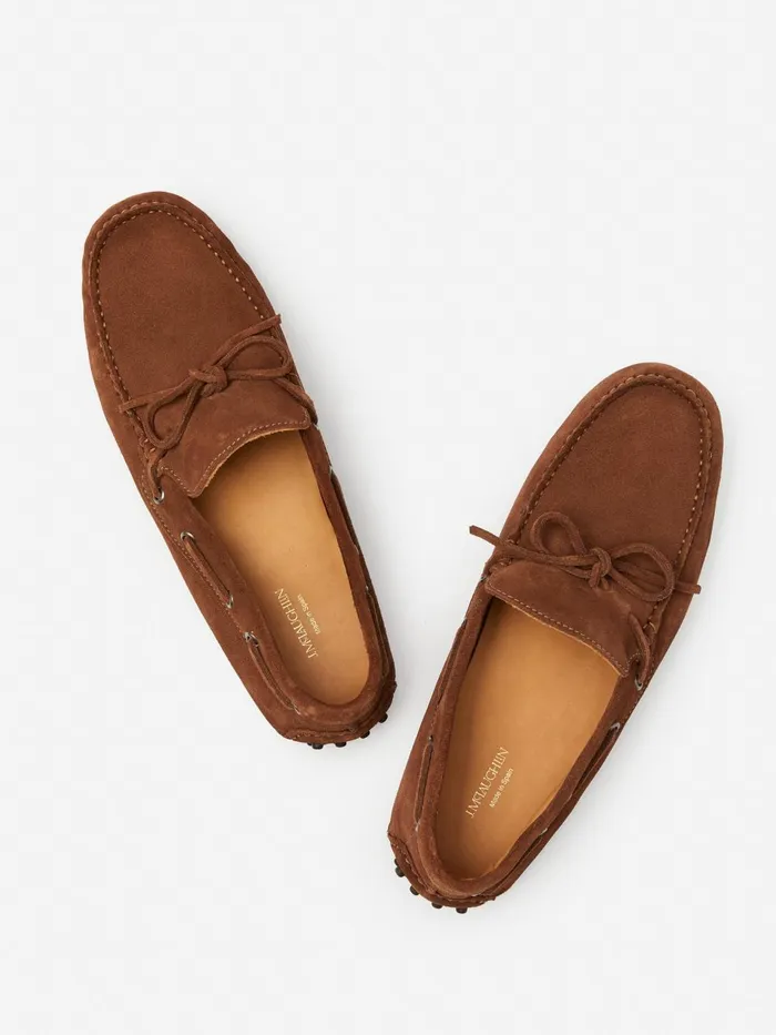JMclaughlin Linus Suede Driving Moccasins Dark Brown Men Shoes