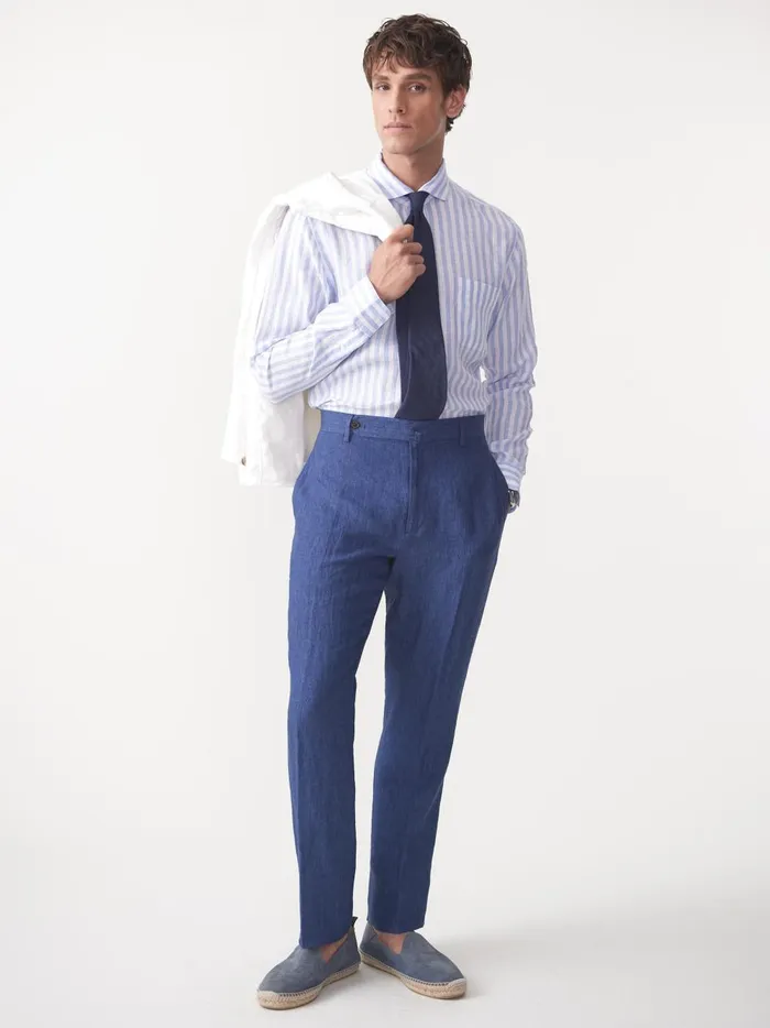 JMclaughlin Oxford Linen Pants Heather Navy Men Pants