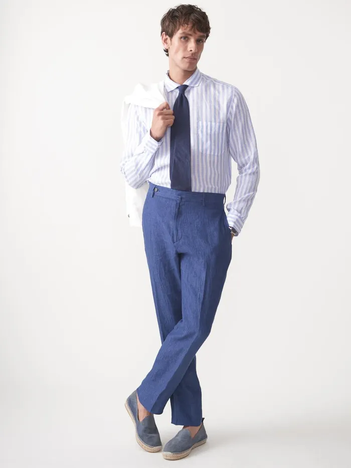 JMclaughlin Oxford Linen Pants Heather Navy Men Pants