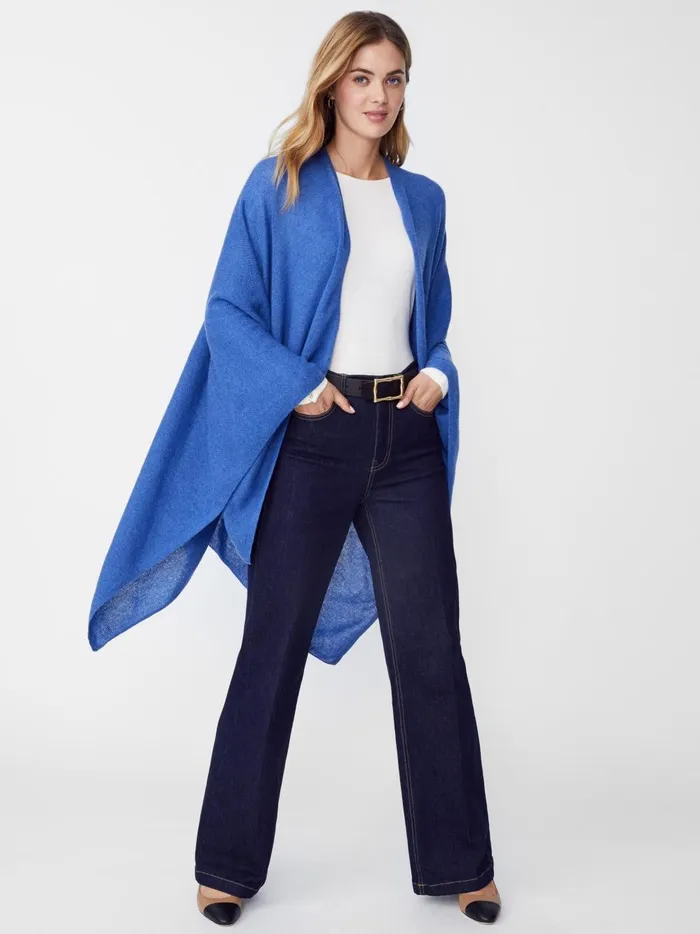 JMclaughlin Rossi Cashmere Wrap Blue Women Sweaters