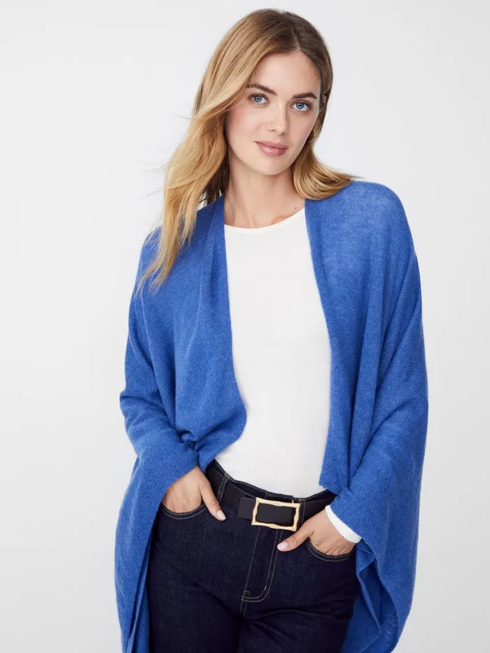 JMclaughlin Rossi Cashmere Wrap Blue Women Sweaters
