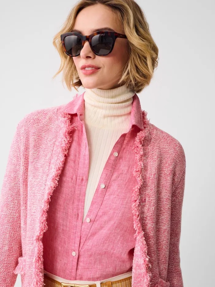 JMclaughlin Simone Cardigan Pinkwhite Women Sweaters