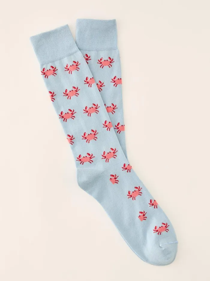 JMclaughlin Socks In Crab Light Blueorange Men Socks