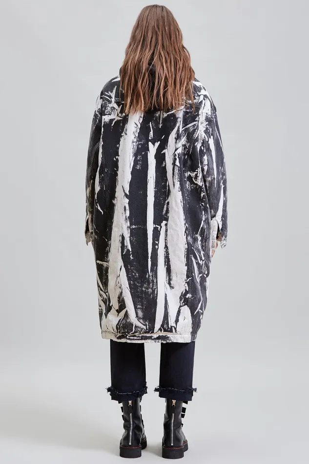 Jackets and Coats R13 Women Lyle Trucker Coat 8211 Painted Black