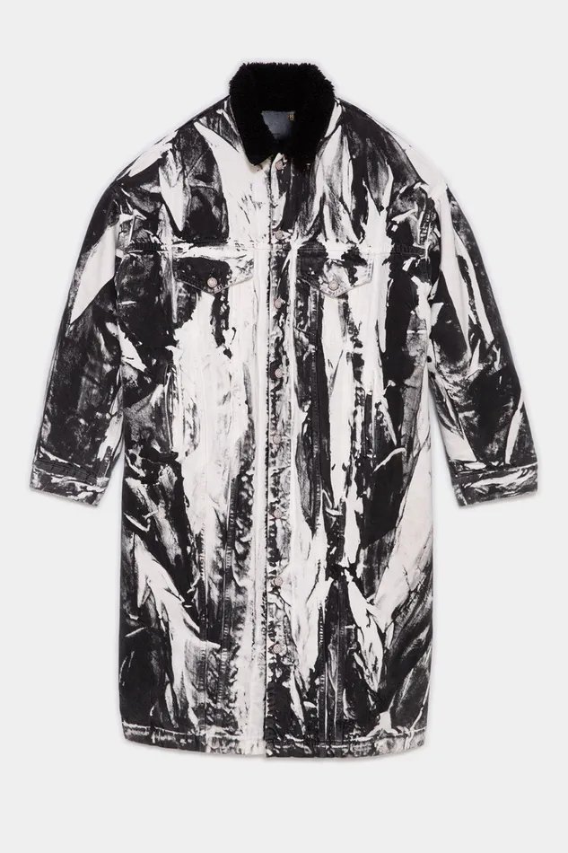 Jackets and Coats R13 Women Lyle Trucker Coat 8211 Painted Black