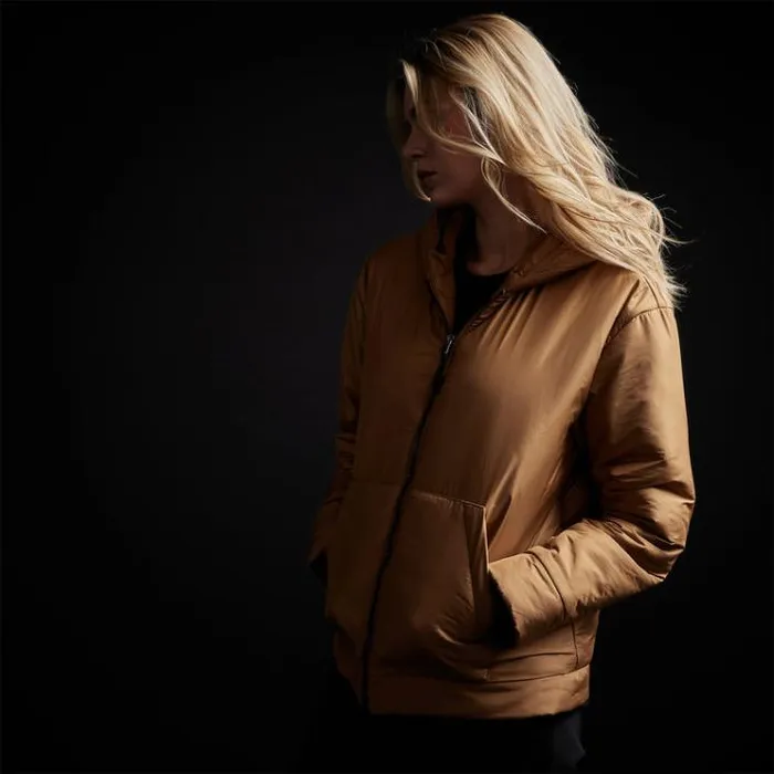 JacketsOuterwear Women James Perse YOSEMITE Hooded Puffer Copper